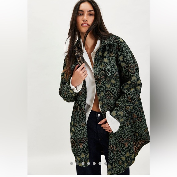 Free People We The Free Tapestry Fog Jacquard Shirt Jacket - Picture 2 of 8